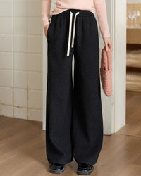 High-Waisted Slim-Fit Straight Wide-Leg Pants