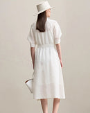 Casual Loose Embroidered A-Line Belted Long Skirt