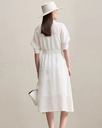 Casual Loose Embroidered A-Line Belted Long Skirt
