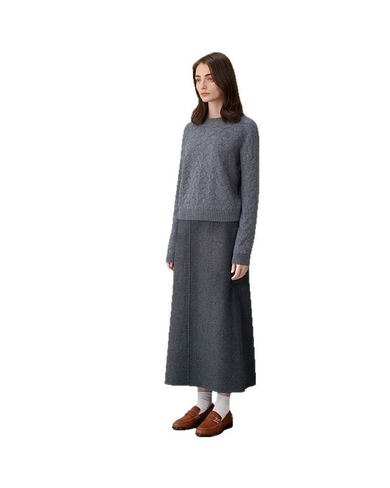 Cashmere Crew Neck Hollow Knitted Sweater