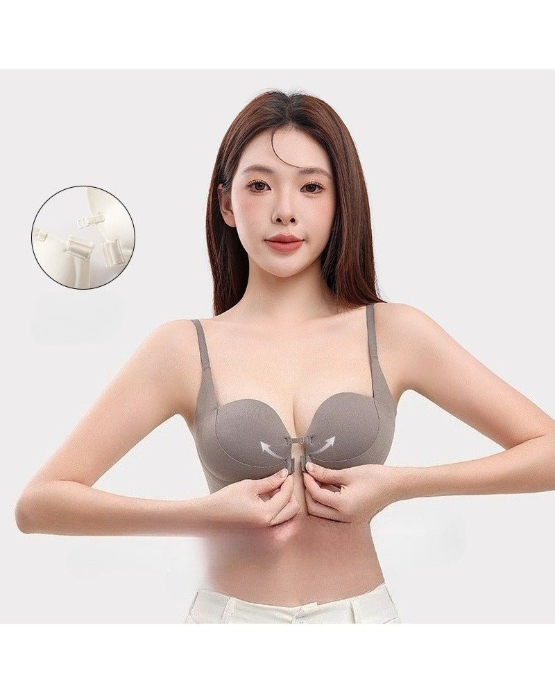 Double front-fastening push-up bra