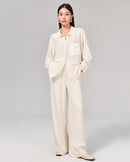 Wool High-Waisted Floor-Length Wide-Leg Pants