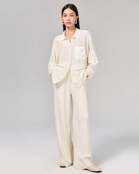 Wool High-Waisted Floor-Length Wide-Leg Pants