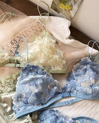 Ultra-Thin Lace Floral Embroidered Bra Set