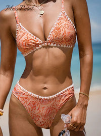 Orange Paisley Bikini Set