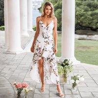 Floral Print High-Low Maxi Dress