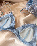 Ultra-Thin Lace Floral Embroidered Bra Set