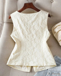 Textured Sleeveless Suit Vest
