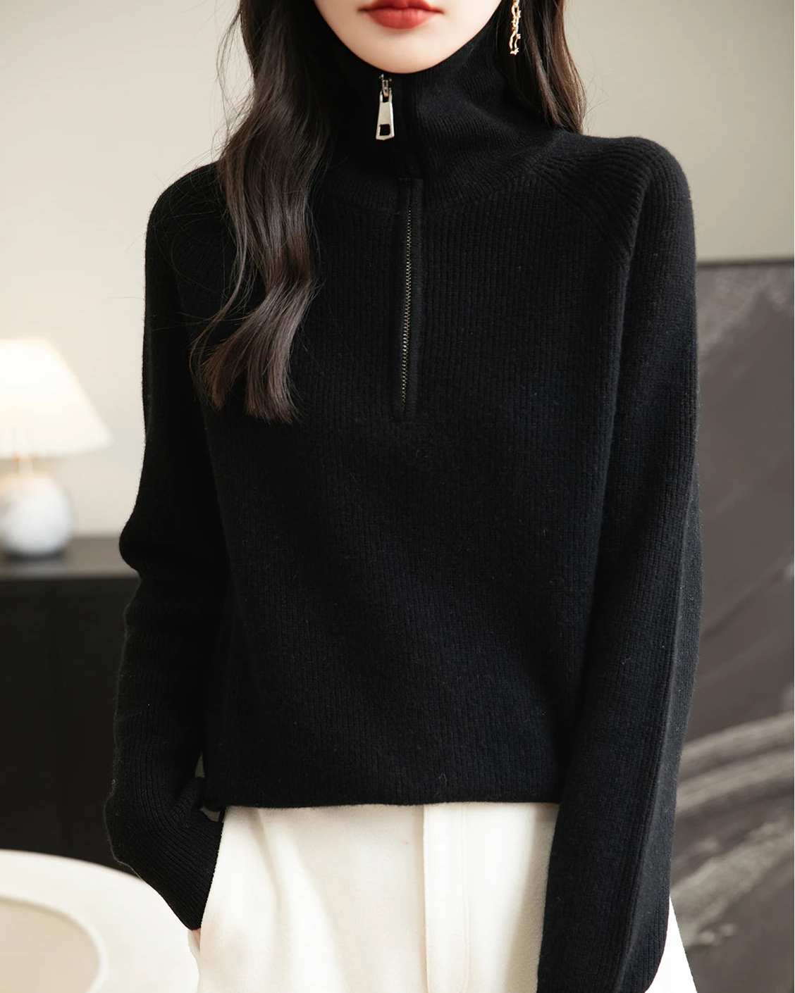 Merino Wool Quarter-Zip Sweater
