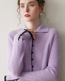 Luxurious  cashmere button-down sweater for women - classic Chanel-inspired knit, structured fit and soft skin-friendly fabric, ideal for office or semi-formal looks