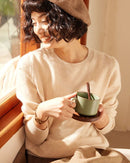  Women’s autumn-winter  cashmere round-neck pullover ,relaxed long sleeves and ribbed trims—luxury-soft staple for fireside coffee dates, office layering or weekend cabin escapes.