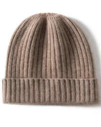 Unisex goat-cashmere beanie with ribbed cuff and solid color—luxury warmth for morning commutes, weekend hikes or après-ski cocoa.