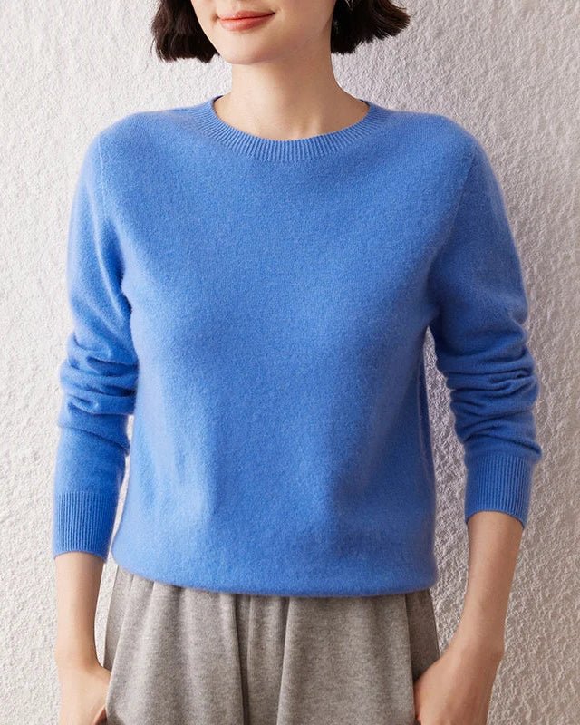 Cashmere Knitted Long-Sleeved Crew Neck Sweater