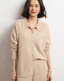 Cashmere Knitted Turn-down Collar Shirt