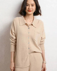 Cashmere Knitted Turn-down Collar Shirt