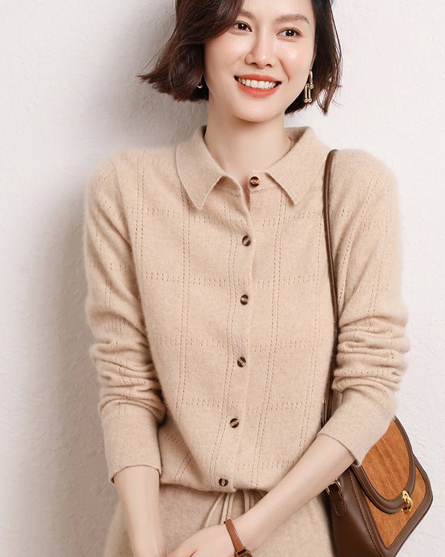 Cashmere Openwork Cardigan Sweater