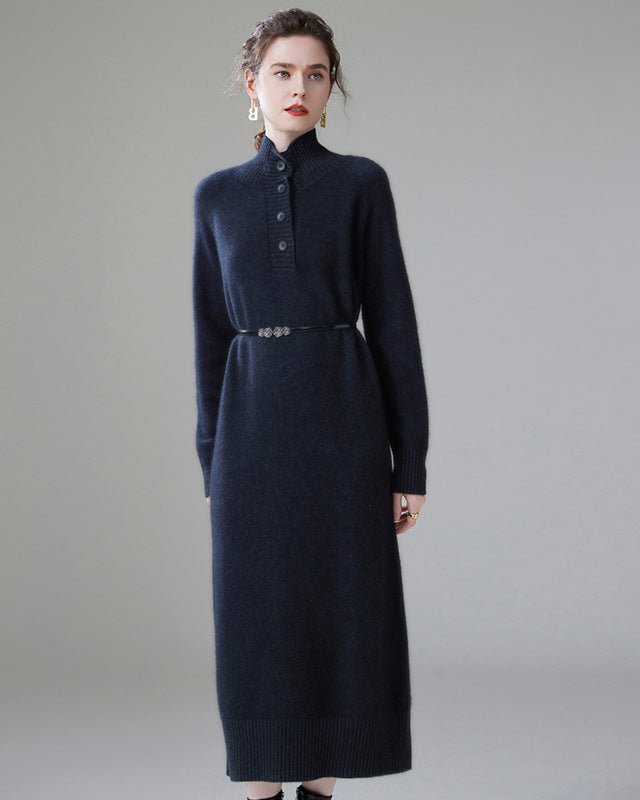 Cashmere Turtleneck Loose-Fitting Casual Dress