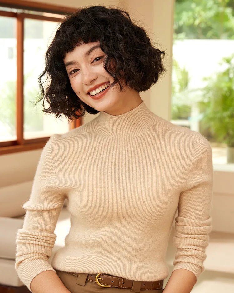 Cashmere Turtleneck Pullover Slim-Fit Knit Sweater