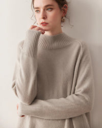 Women's cashmere semi-turtleneck sweater - 2025 autumn/winter new style with raglan sleeves and front-short-back-long hem
