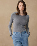 Classic crew-neck sweater in pure cashmere, slim cut and soft hand-feel glide under blazers or shine solo with denim and skirts.