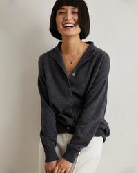  Women’s slim-fit wool-cashmere cardigan with semi-high neck and long sleeves—elegant lightweight layer for office meetings, dinner dates or weekend layering.