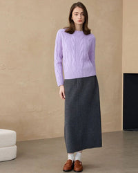 Cashmere Crew Neck Cable Knit Sweater