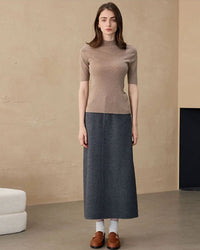 Cashmere Mid-Sleeve Turtleneck Sweater