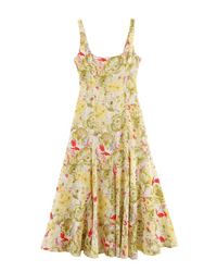 Women's yellow floral print sundress - square collar, camisole style and loose fit, polyester fabric for casual summer outings, beach days or weekend brunch.