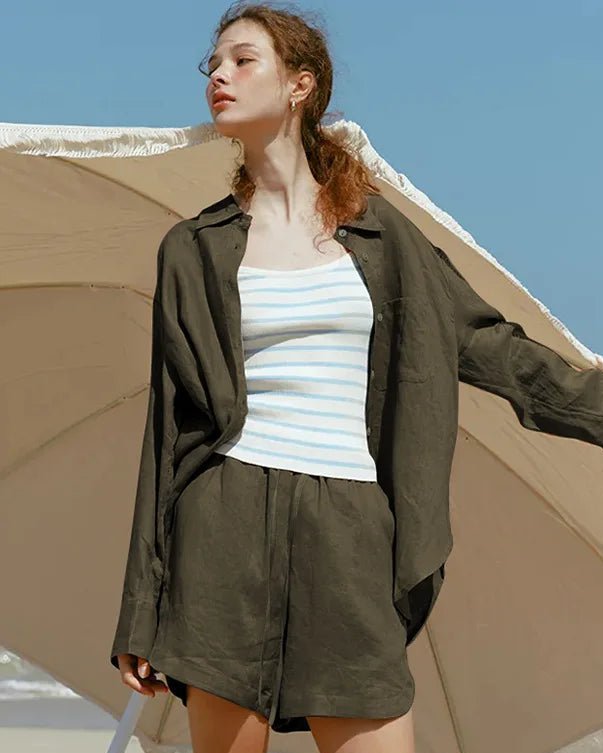 Casual Collared Single-Breasted Long-Sleeved Shirt