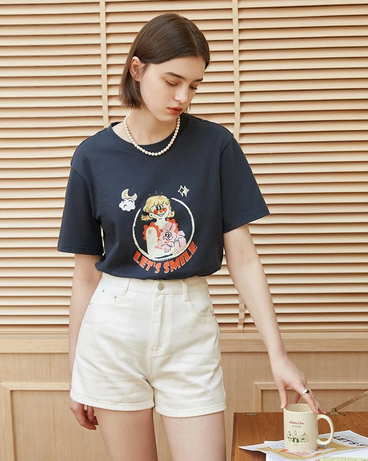 Casual Loose-Fitting Printed Short-Sleeved T-Shirt