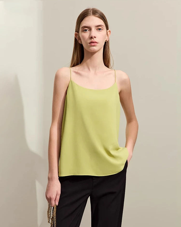 Chiffon Halter-Neck Straight-Cut Tank Top