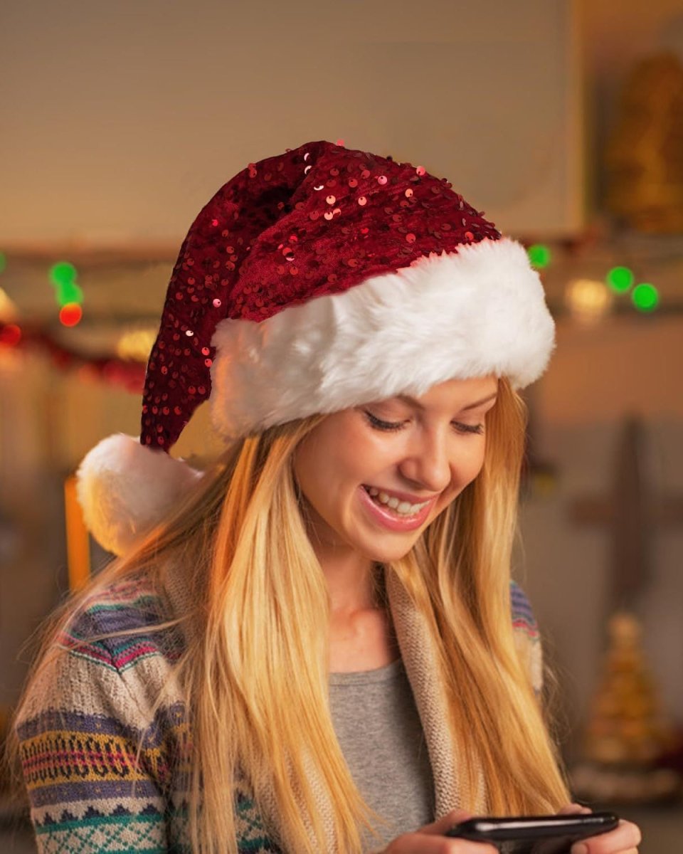 Christmas Double-Layer Sequined Hat