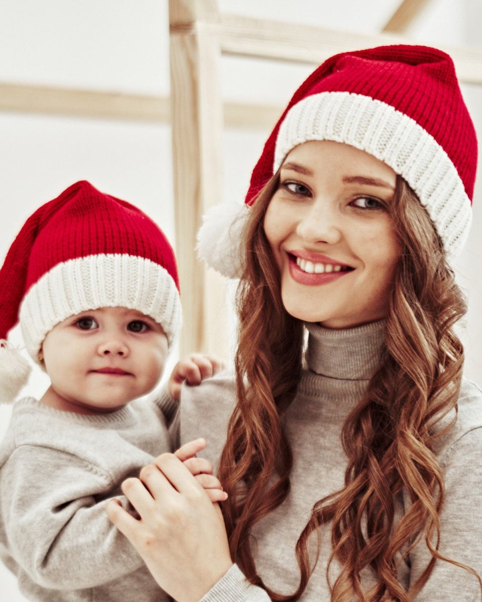 Christmas Mom And Baby Knitted Hat