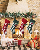 Green Christmas Pet Paw Socks - 85% Polyester Plush Jacquard Socks with No-Slip Knee