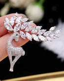 Christmas Deer Rhinestone Brooch Pin