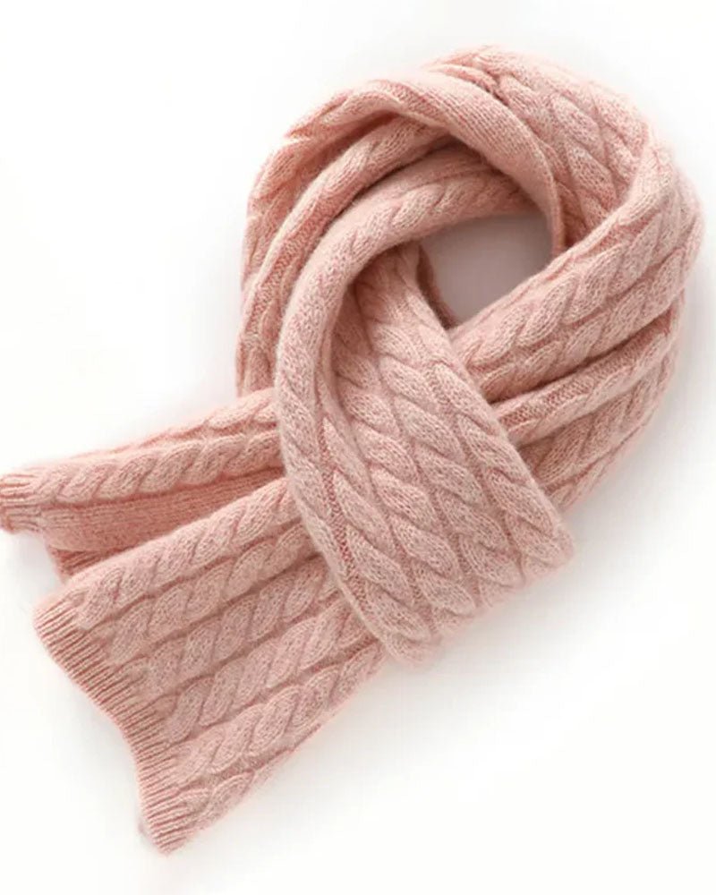 Classic Cable Knit Cashmere Short Scarf
