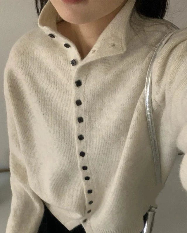 Comfortable Stand-Collar Single-Breasted Sweater