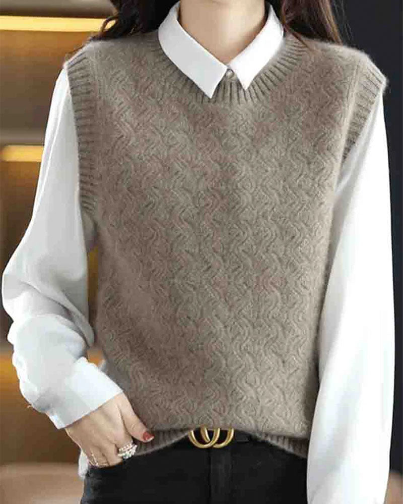 Crewneck Wool Knitted Vest