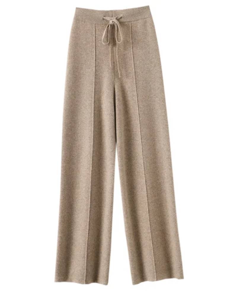 Drawstring Wide-Leg Wool Pants