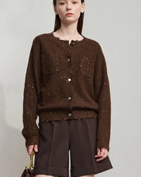 Women's Sweater Autumn Collection featuring elegant solid knitted cardigan with round neck and long sleeves, perfect versatile top for female daily wear and seasonal fashion.
