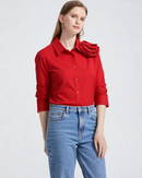 Elegant long sleeve blouse designed for women, lightweight comfortable fabric, relaxed fit for all body types, stylish modern top for spring fashion and versatile everyday outfits.