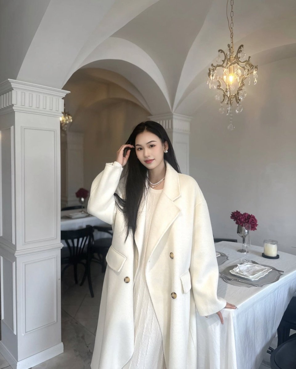 Flap-Front Long-Haired Double-Faced Wool Coat