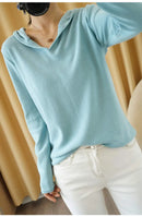 Solid Cotton Knitted Hoodie