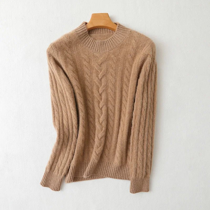 Cable Knit O-neck Wool Sweater
