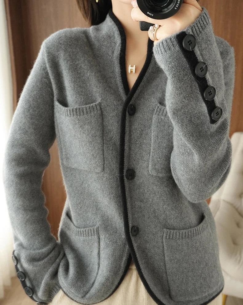 Cashmere Stand Collar Cardigan