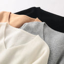 V-Neck Short-Sleeved Wool Knitted Dress