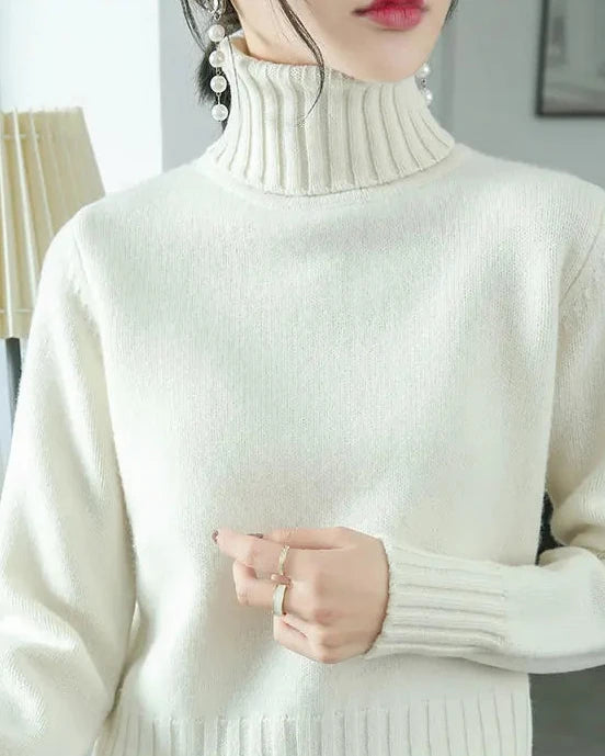 Wool Turtleneck Slim Knit Sweater