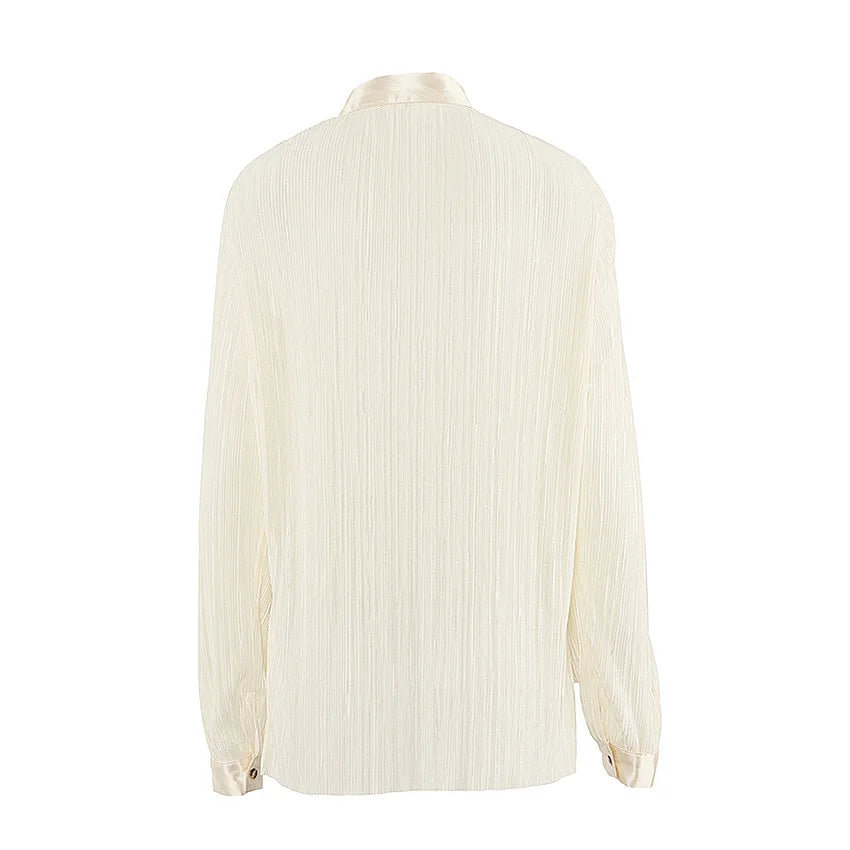 Pleated Blouse & Wide Leg Pants Set