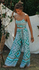 Boho Pattern Camisole & Wide Leg Pants Set