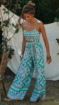 Boho Pattern Camisole & Wide Leg Pants Set